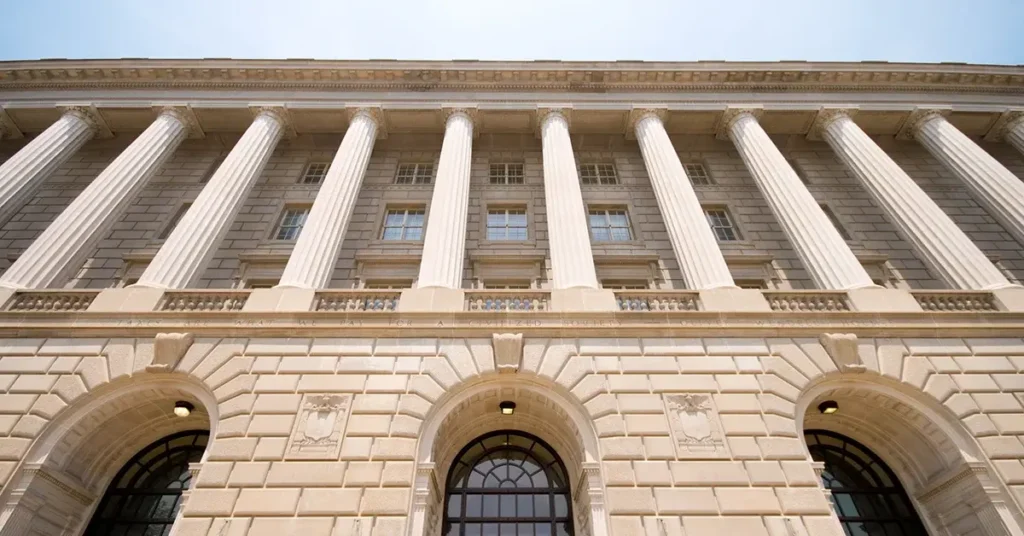 Facade of IRS Building Washington DC, USA