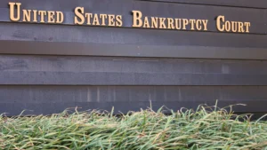 United States Bankruptcy Court Sign with Grass in Foreground