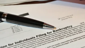 utah bankruptcy lawyer paperwork with a pen placed on it